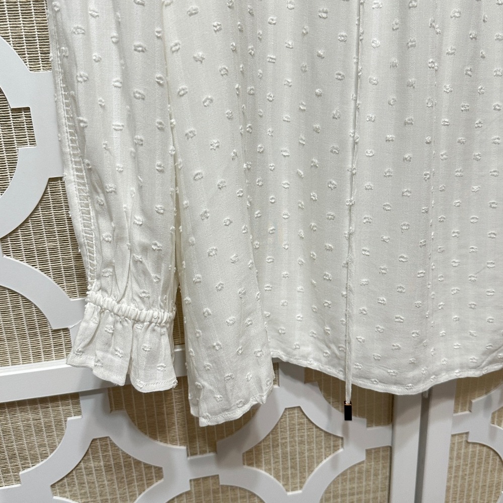 Sundance Blouse Womens Large White‎ Swiss Dot Lace Crochet Boho Peasant Top - Picture 4 of 8